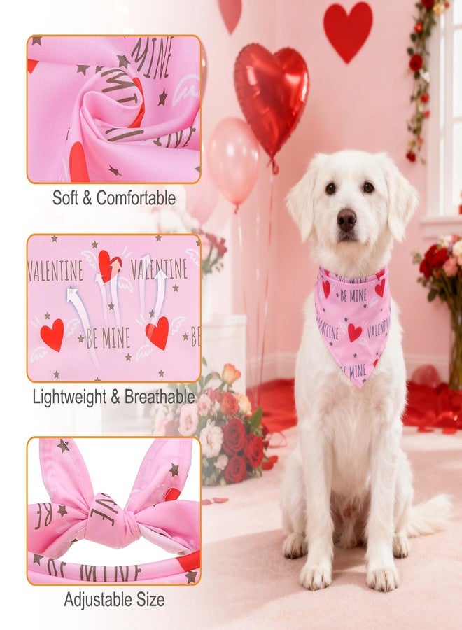 KOOLTAIL Valentines Day Dog Bandanas 4 Pack, Soft Breathable Pet Triangle Scarf, Pink Heart Pattern Holiday Costume, Washable Puppy Kerchief Bibs,Handkerchief for Girl Boy Small Medium Large Dogs Cats - Image 4